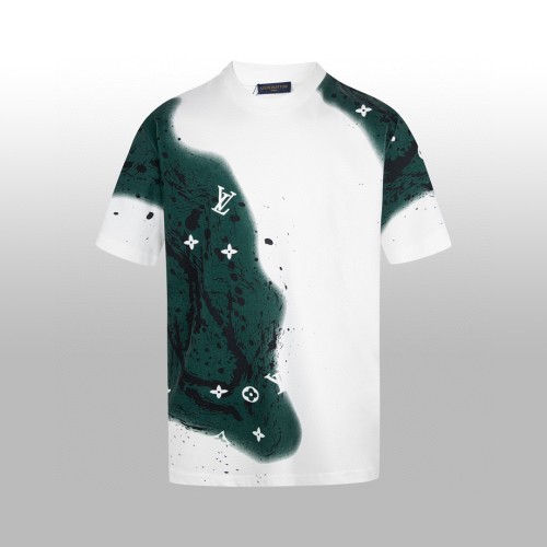 Louis Vuitton New Fashion Green Spray Short Sleeve Couple Loose Casual T-shirt