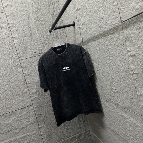 Balenciaga New Classic Vintage Washed Round Neck Short Sleeve Couple Casual T-shirt