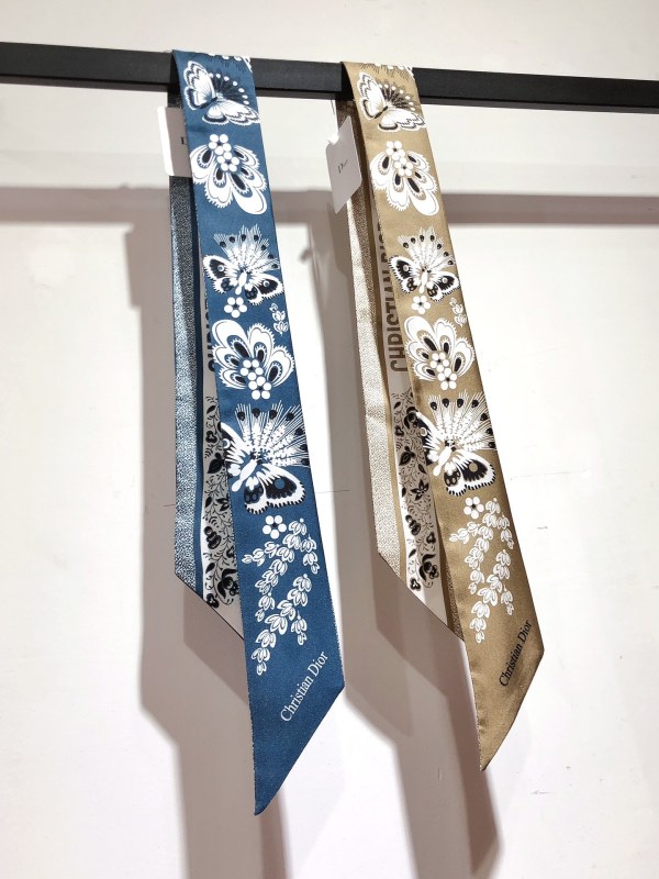Dior Classic Butterfly and Flower Jacquard Silk Hair Strap Ribbon Size: 6X105 CM