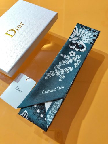Dior Classic Butterfly and Flower Jacquard Silk Hair Strap Ribbon Size: 6X105 CM