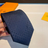 Louis Vuitton New Men's Logo Dark Pattern Jacquard Silk Tie