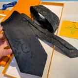 Louis Vuitton New Men's Logo Dark Pattern Jacquard Silk Tie