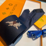 Louis Vuitton New Men's Logo Dog Jacquard Silk Tie