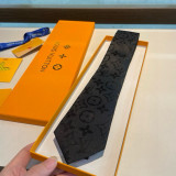 Louis Vuitton New Men's Logo Dark Pattern Jacquard Silk Tie