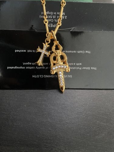 Chrome Hearts Fashion Sword Cross Diamond Necklace