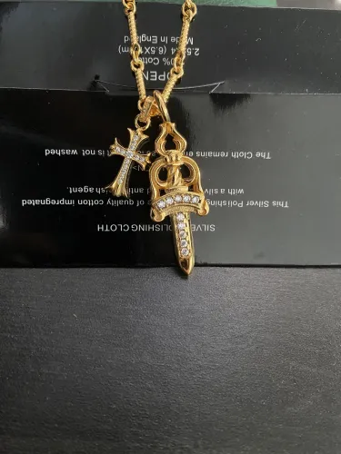 Chrome Hearts Fashion Sword Cross Diamond Necklace