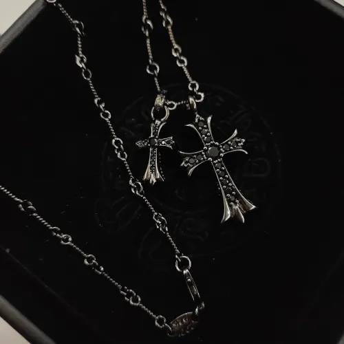 Chrome Hearts New Retro Full Diamond Double Cross Necklace