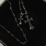 Chrome Hearts New Retro Full Diamond Double Cross Necklace
