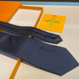 Louis Vuitton New Men's Logo Dark Pattern Jacquard Silk Tie