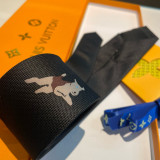 Louis Vuitton New Men's Logo Dog Jacquard Silk Tie
