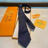 Louis Vuitton New Men's Logo Dark Pattern Jacquard Silk Tie