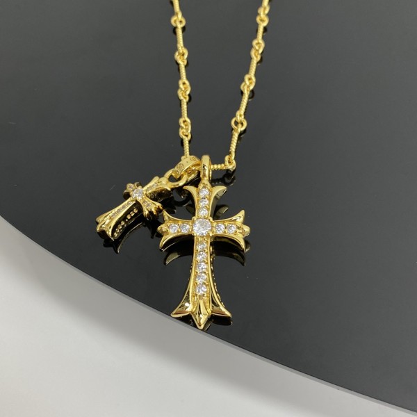 Chrome Hearts New Unisex Diamond Cross Pendant Necklace