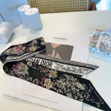 Dior New Classic Flower Jacquard Mulberry Silk Hair Strap