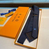 Louis Vuitton New Men's Logo Dark Pattern Jacquard Silk Tie