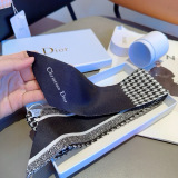 Dior New Classic Thousand Bird Grid Mulberry Silk Hair Strap 6x105 CM