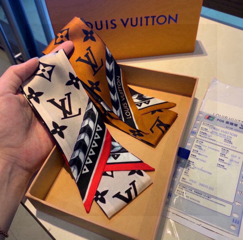 Louis Vuitton New Classic Logo Double sided Silk Hair Strap 5x120 CM