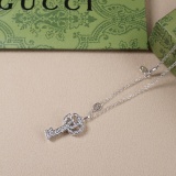 Gucci New Retro Double G Bright Silver Key Necklace