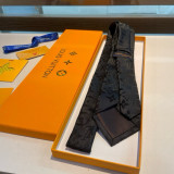 Louis Vuitton New Men's Logo Dark Pattern Jacquard Silk Tie