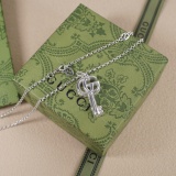 Gucci New Retro Double G Bright Silver Key Necklace