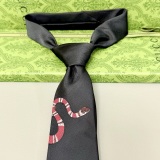 Gucci New Classic Men's Embroidered Snake Silk Tie