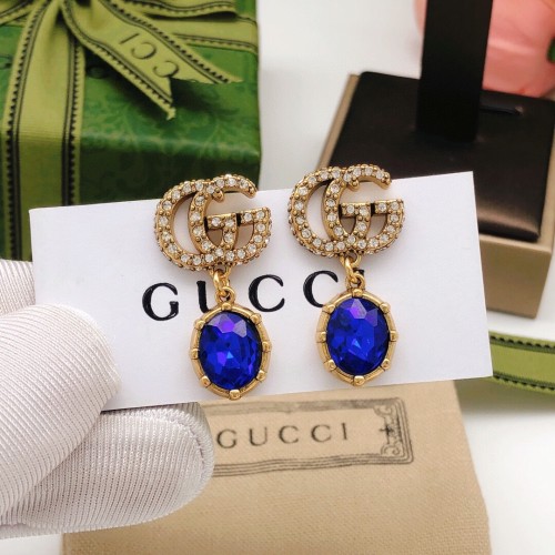 Gucci New Fashion Vintage Double G Blue Diamond Earrings