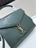 Yves Saint Laurent Fashion Gold Buckle Black Crocodile Pattern Handbag Crossbody Bag Size: 24 × 21x11CM