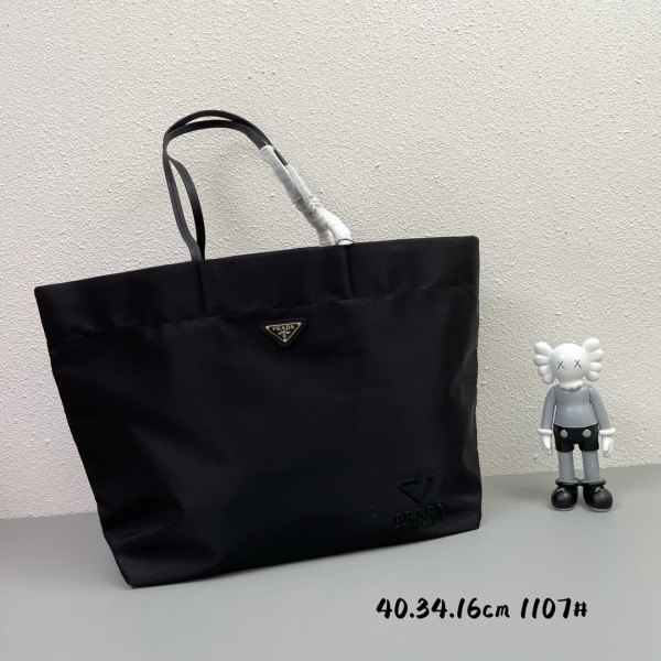 Prada New Classic Enamel Triangle Logo Nylon Tote Bag Size: 40 × 34 × 16 CM