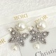 Dior New Fashion Pearl Water Diamond Butterfly Earrings