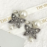 Dior New Fashion Pearl Water Diamond Butterfly Earrings