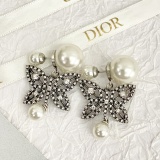 Dior New Fashion Pearl Water Diamond Butterfly Earrings