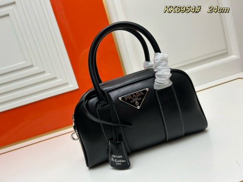 Prada Classic Vintage Boston Leather Handbag Size: 24 × 5 × 24 CM