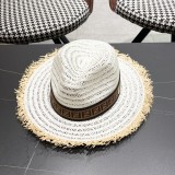 Fendi New Retro Versatile Hairy Straw Hat Sunshade Hat