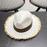 Fendi New Retro Versatile Hairy Straw Hat Sunshade Hat