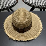 Fendi New Retro Versatile Hairy Straw Hat Sunshade Hat