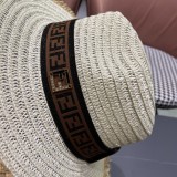 Fendi New Retro Versatile Hairy Straw Hat Sunshade Hat