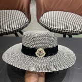 Moncler New Summer Hollow Flat Top Hat Retro British Straw Hat