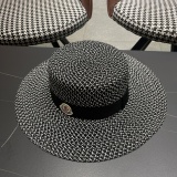 Moncler New Summer Hollow Flat Top Hat Retro British Straw Hat