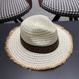 Fendi New Retro Versatile Hairy Straw Hat Sunshade Hat