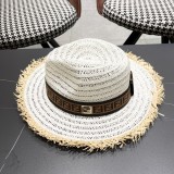 Fendi New Retro Versatile Hairy Straw Hat Sunshade Hat