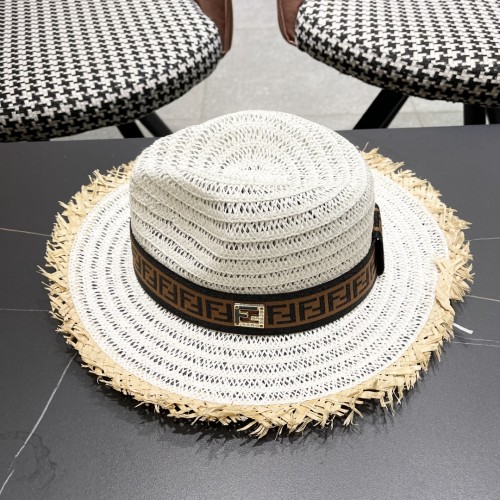 Fendi New Retro Versatile Hairy Straw Hat Sunshade Hat