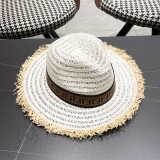 Fendi New Retro Versatile Hairy Straw Hat Sunshade Hat