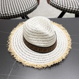 Fendi New Retro Versatile Hairy Straw Hat Sunshade Hat