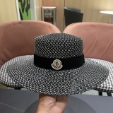 Moncler New Summer Hollow Flat Top Hat Retro British Straw Hat