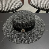 Moncler New Summer Hollow Flat Top Hat Retro British Straw Hat