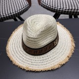 Fendi New Retro Versatile Hairy Straw Hat Sunshade Hat