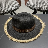 Fendi New Retro Versatile Hairy Straw Hat Sunshade Hat
