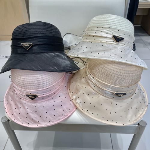 Prada New Fashion Elegant Wave Point Sunshade Hat