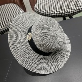 Moncler New Summer Hollow Flat Top Hat Retro British Straw Hat