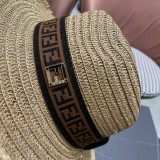 Fendi New Retro Versatile Hairy Straw Hat Sunshade Hat