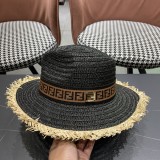 Fendi New Retro Versatile Hairy Straw Hat Sunshade Hat